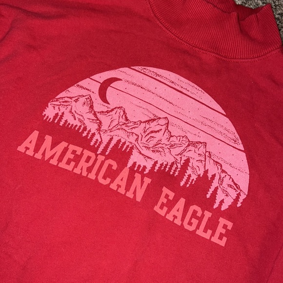 American Eagle Outfitters Red Long Sleeve Turtleneck Sweatshirt Women’s - Picture 2 of 3